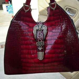 Montana West Red Crocodile Embossed Handbag